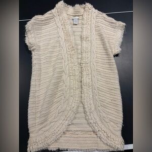 Anthropologie Cream Cardigan with Ruffle Details